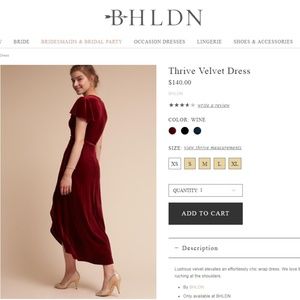BHLDN Thrive Velvet Wrap Dress - XS